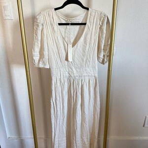 Elegant White Midi Dress love stitch